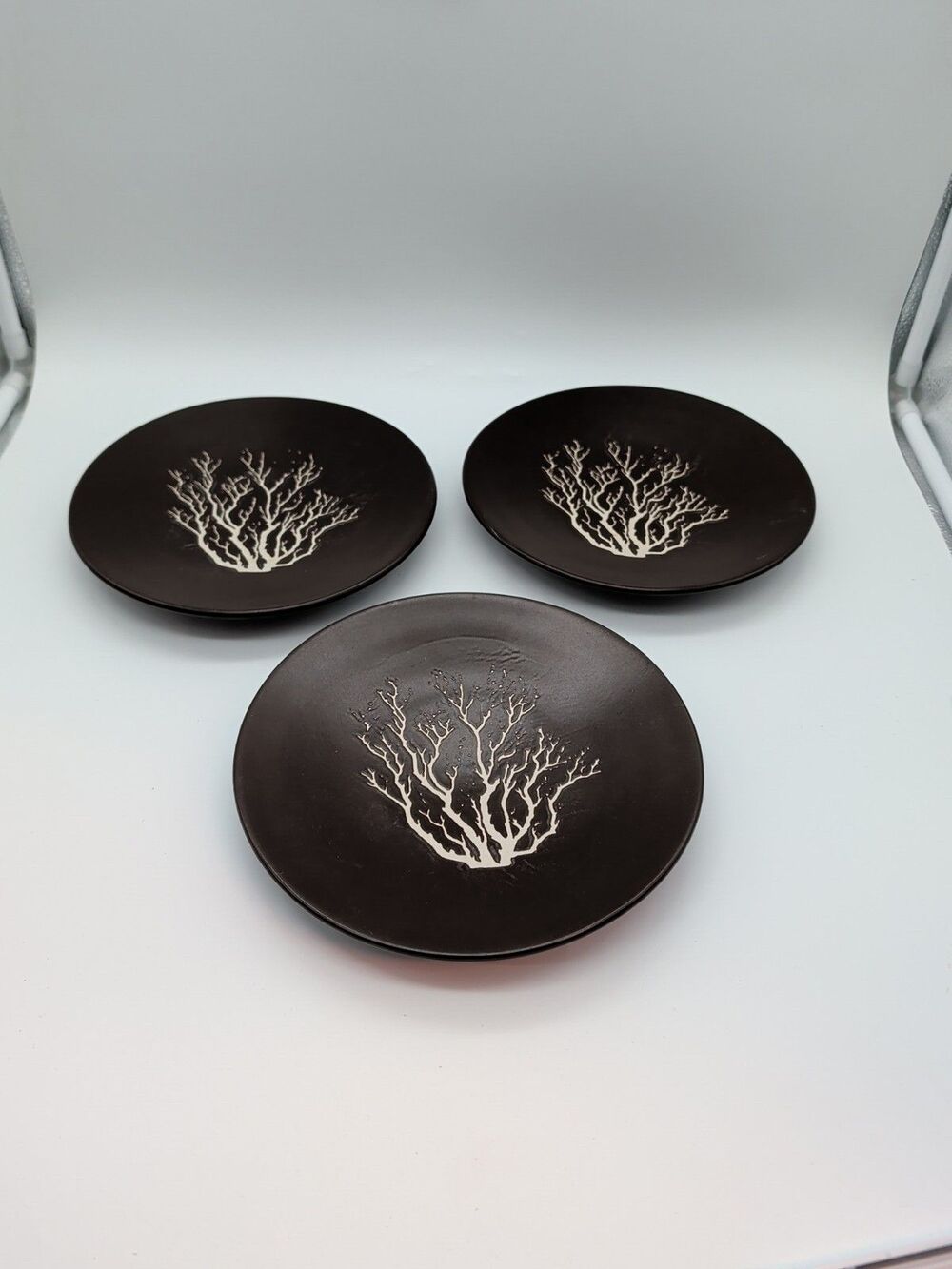 Z Gallerie Salad Plates Brown Coral Branches Set Of 3 Ocean Beach Salt Water